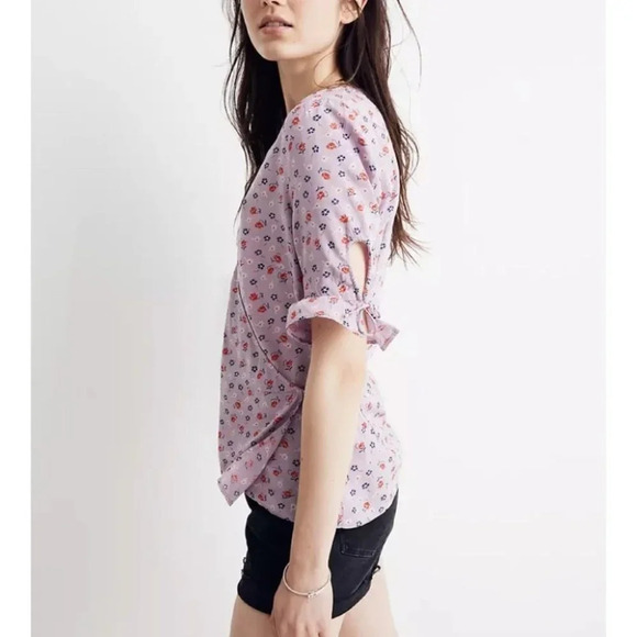 NWT Madewell  Tie-Sleeve Wrap Top in Prairie Posies - Picture 3 of 11
